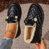 Women's Quilted Moc Toe Slip-On Boots with Warm Lining and Decorative Bow