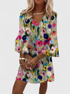 Gleamond | Women’s Floral Mini Dress V Neck Short Sleeve Casual Dress