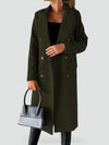 Elegant Long Winter Coat for Women with Lapel Collar Double Button Design and Flap Pockets