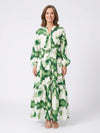 Women's Long Sleeve Tiered Maxi Dress with Tie Waist