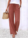 Linen Wide Leg Pants with Elastic Waistband for Comfortable Summer Style