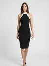 Gleamond | Black and White Halter Neck Midi Dress