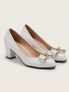 Gleamond | Block Heel Court Shoes with Bow Detail for Wedding and Special Occasion