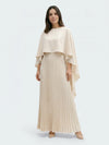 Gleamond | Cape Sleeve Pleated Maxi Dress
