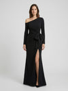 Gleamond | Elegant One-Shoulder Satin Gown With Draped Detail And Side Slit