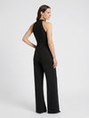 Gleamond | Black High-Neck Tailored Wide-Leg Jumpsuit