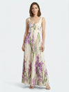 Gleamond | White Pleated Floral Maxi Dress