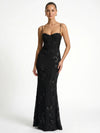 Gleamond | Women's Embroidered Maxi Dress with Corset Bodice and Sleeveless Cut