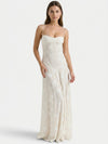 Gleamond | Women Jacquard Maxi Dress With Corset Back