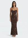 Gleamond | Women Maxi Dress – Structured Fit Floral Embroidery, Backless Design