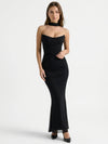 Gleamond | Women Mesh Maxi Dress With Neck Tie