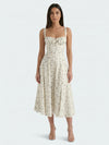 Gleamond | Women Midi Dress With Corset Bodice Detail