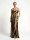 Gleamond | Women's Strapless Pleated Maxi Dress with Sweetheart Neckline
