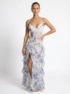 Gleamond | Women Ruffle Maxi Dress With Sheer Layers