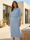 Gleamond | Women’s Boat Neck Midi Skirt Set Elegant Style