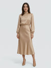 Gleamond | Women’s Casual Satin Midi Dress