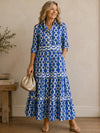 Gleamond | Women’s Chain Print Midi Dress Elegant Relaxed Fit