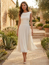 Gleamond | Women’s Elegant Draped Midi Occasion Dress