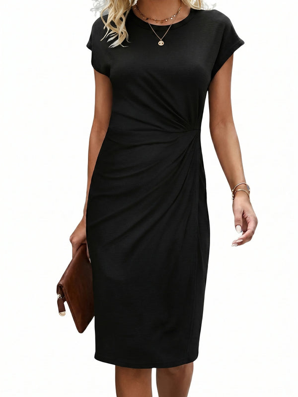 Gleamond | Women’s Elegant Midi Dress Defined Waist Casual Formal Style