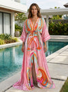 Gleamond | Women’s Floral Print Maxi Dress Elegant Summer Vacation Style