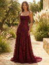 Gleamond | Women’s Lace Wedding Guest Maxi Dress - Strappy Evening Gown