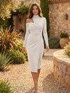 Gleamond | Women’s One Shoulder Midi Dress Elegant Style