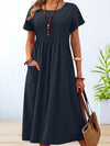 Gleamond | Women’s Relaxed Fit Midi Dress Short Sleeve Casual Everyday