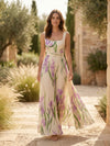 Gleamond | Women’s Sleeveless Chiffon Maxi Dress – Fit Square Neck Elegant A-Line