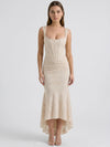 Gleamond | Women Textured Maxi Dress With Ruched Detail