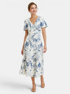 Gleamond | Women's A Line Floral Midi Dress with V Neck