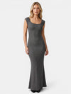 Gleamond | Women's Bardot Neck Maxi Dress Figure Flattering Fit