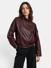 Gleamond | Women's Biker Jacket with Stand Collar and Asymmetric Front