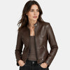 Gleamond | Women's Biker Jacket with Stand Collar and Zip Fastening