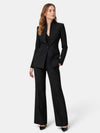 Gleamond | Women's Blazer Suit with Collarless Blazer and Wide Leg Trousers
