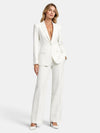 Gleamond | Women's Blazer Suit with Notched Lapel and Wide Leg Trousers