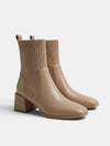 Gleamond | Women's Block Heel Ankle Boots with Pull On Design and Square Toe