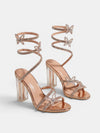 Gleamond | Women's Block Heel Sandals with Butterfly Detail and Wraparound Ankle Strap