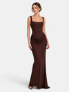 Gleamond | Women's Bodycon Maxi Dress with Square Neck and Draped Waist