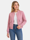 Gleamond | Women's Bomber Jacket with Press Stud Fastening and Patch Pockets
