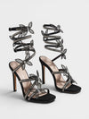 Gleamond | Women's Lace Up Sandals with Butterfly Detail and Stiletto Heel