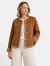 Gleamond | Women's Button Front Jacket with Round Neck and Patch Pockets