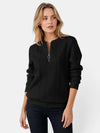 Gleamond | Women's Cable Knit Jumper with Half Zip Neck and Long Sleeves