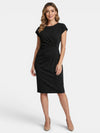 Gleamond | Women's Cap Sleeve Midi Dress with Round Neck