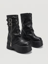 Gleamond | Women's Wedge Ankle Boots with Side Zip and Buckle Detail