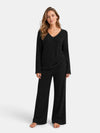 Gleamond | Women's Co-ord with V Neck Jumper and Wide Leg Trousers