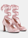 Gleamond | Women's Court Shoes with Round Toe and Ribbon Lace Up Block Heel