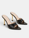 Gleamond | Women's Crocodile-Texture High Heel Mules