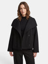 Gleamond | Women's Cropped Double Breasted Coat with Shawl Collar and Long Sleeves