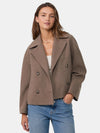 Gleamond | Women's Cropped Jacket with Double Breasted Button Front and Lapel Collar