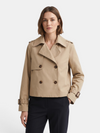 Gleamond | Women's Cropped Trench Coat with Double Breasted Front and Belted Cuffs